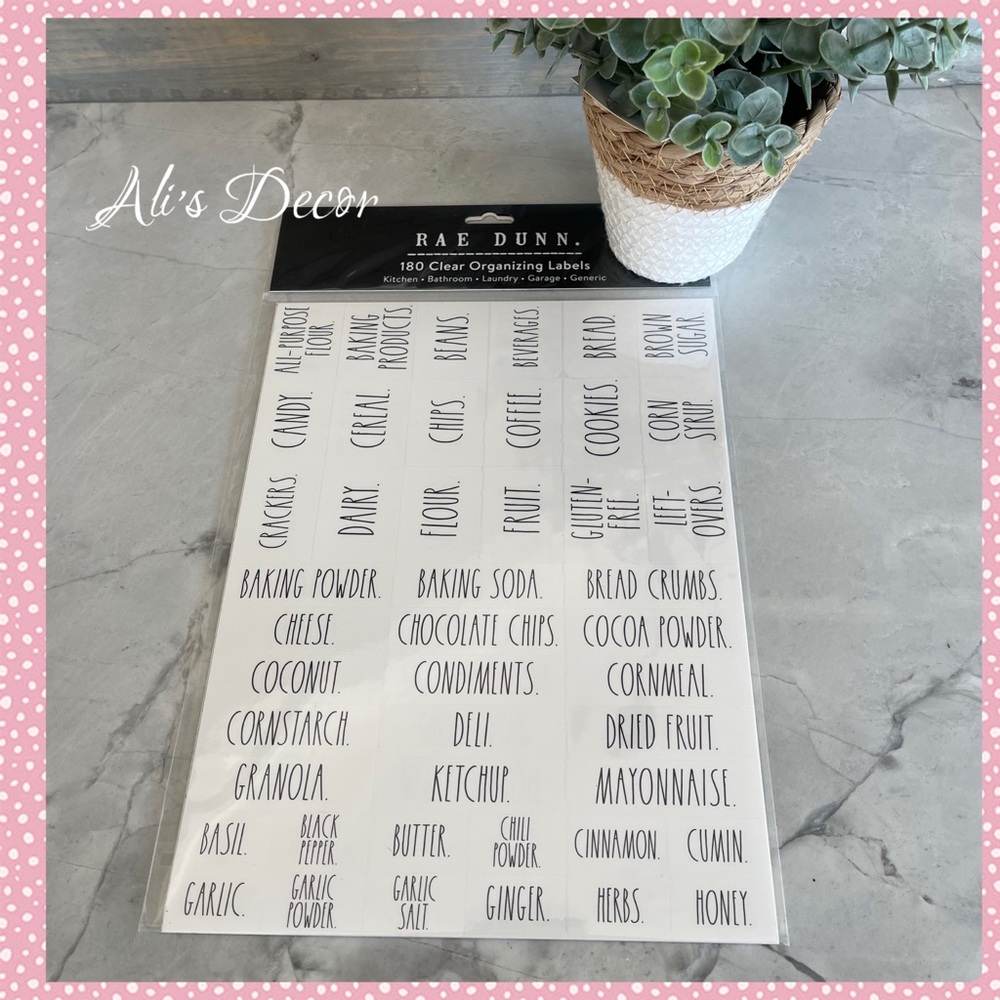 Rae Dunn 180 piece clear organizing labels- Home, panty, Organize